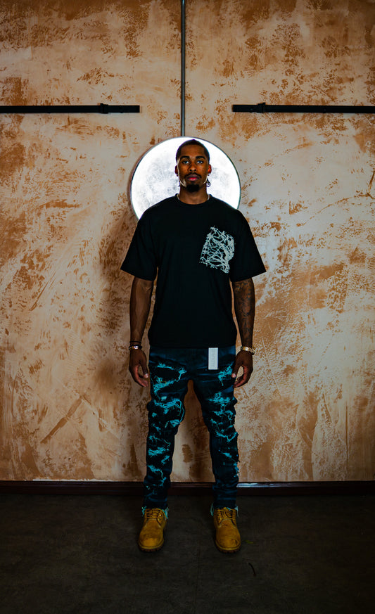 m. TURQUOISE DISTRESSED DENIM